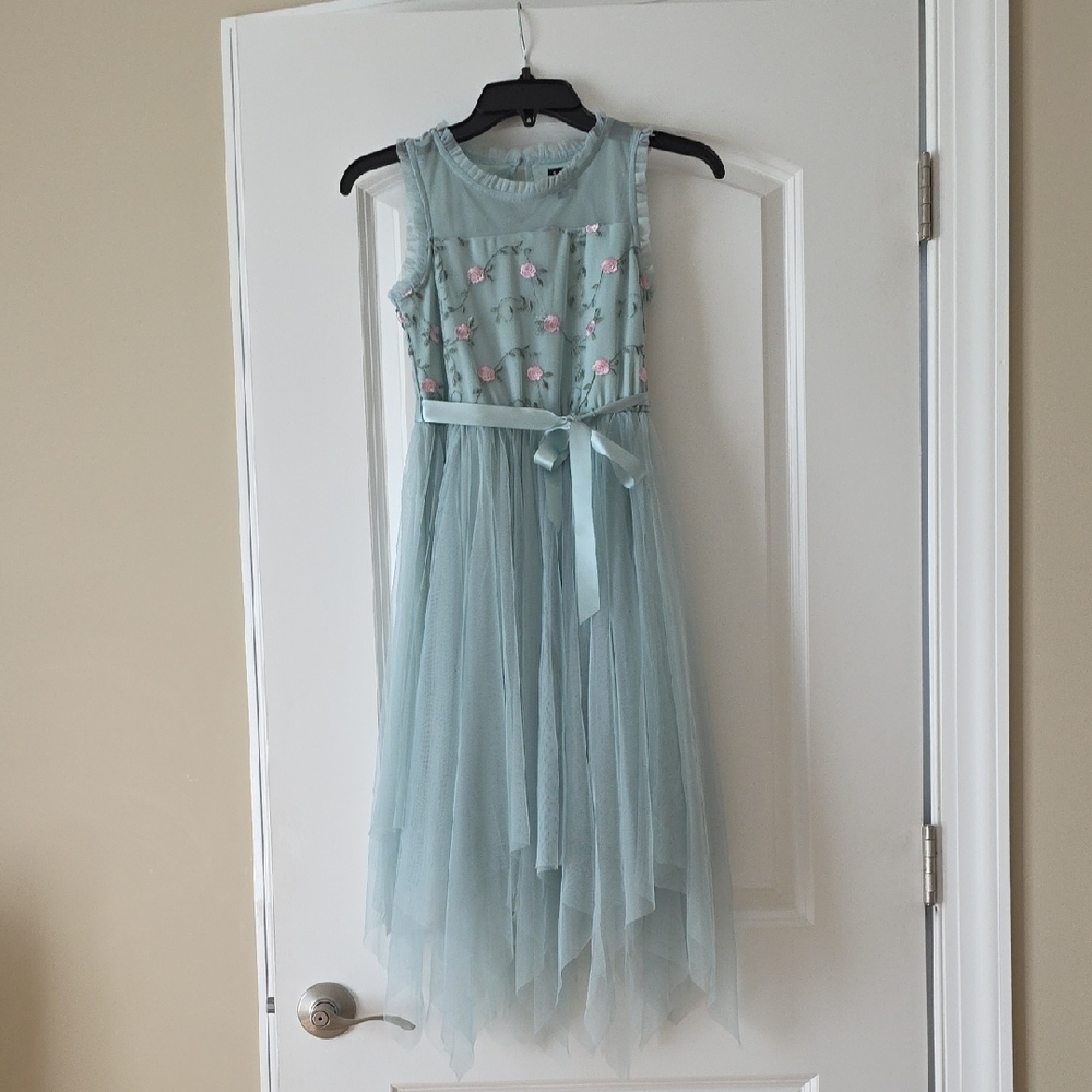 Lilt Light Blue Floral Kids Formal Dress